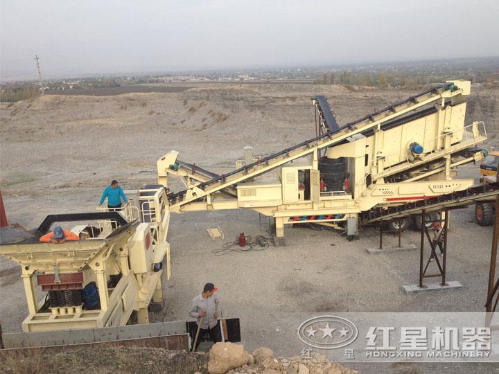時(shí)產(chǎn)200方全自動(dòng)碎石機(jī)生產(chǎn)現(xiàn)場，出料均勻，粒形好看